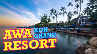 Вид с моря на AWA Resort Koh Chang на закате